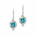 Sterling Silver Swiss Blue Topaz and Cubic Zirconia Earrings